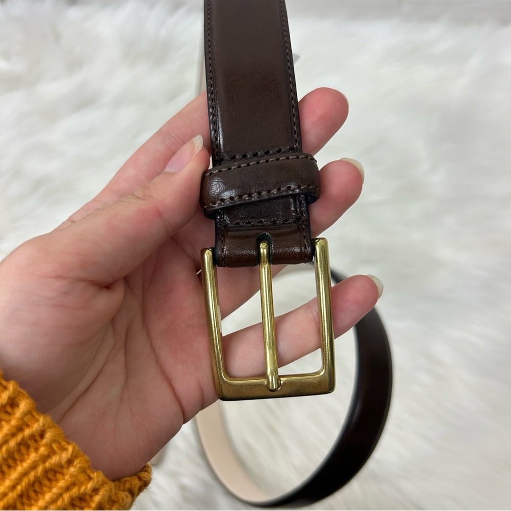 Lands’ End Men’s Dark Brown Leather Belt Size 46 - Picture 4 of 8